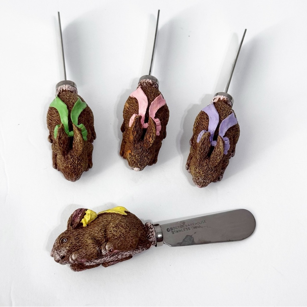 Boston Warehouse Animal Handle Spreaders - Brown, Pink, Purple bunnies